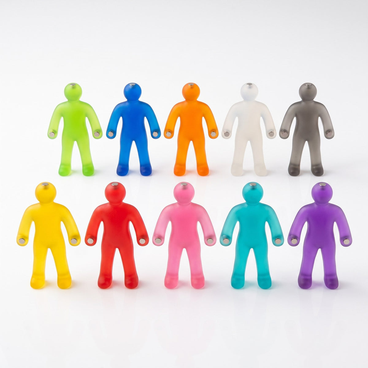 All ten translucent magnetic men figurines in assorted colors