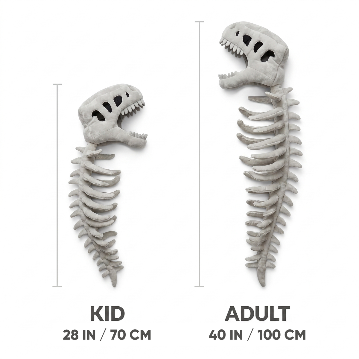 Wearable Dino Skeleton — 3D Plush Cape & Skull Hood (Kid & Adult Sizes)