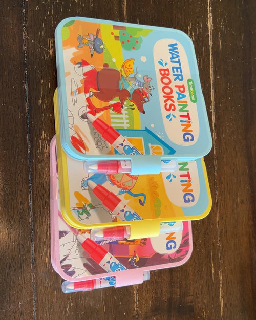 Customer photo of the reusable water painting books used by a child