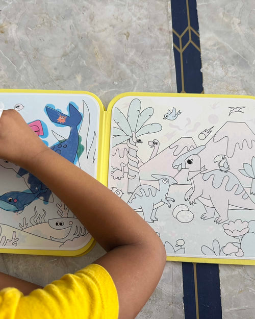 Customer photo of the reusable water painting books used by a child