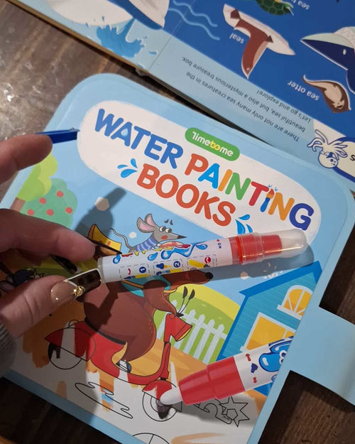 Customer photo of the reusable water painting books used by a child