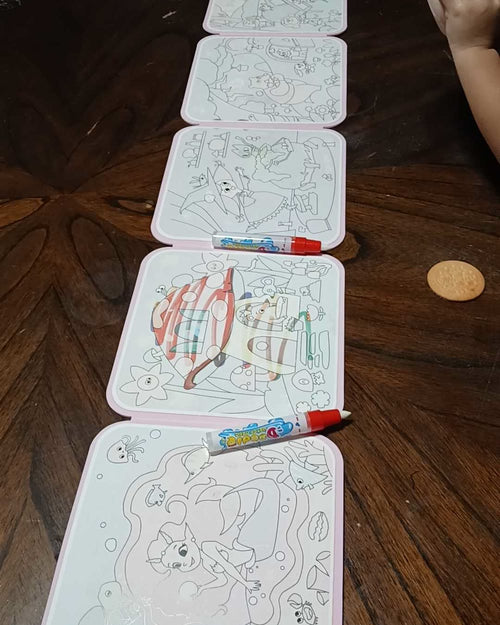 Customer photo of the reusable water painting books used by a child