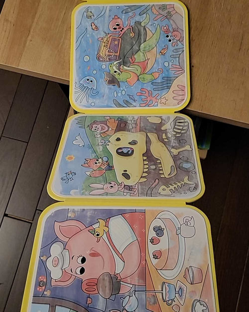 Customer photo of the reusable water painting books used by a child