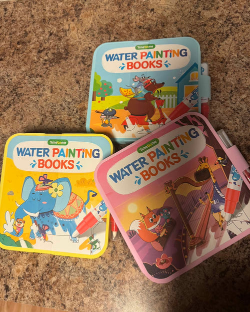 Customer photo of the reusable water painting books used by a child